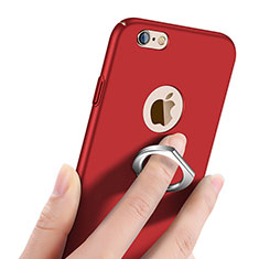 Cover Plastica Rigida Opaca con Anello Supporto per Apple iPhone 6S Plus Rosso