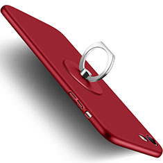 Cover Plastica Rigida Opaca con Anello Supporto per Apple iPhone 7 Rosso