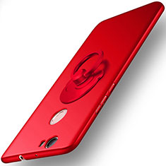 Cover Plastica Rigida Opaca con Anello Supporto per Huawei Nova Rosso