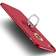 Cover Plastica Rigida Opaca con Foro e Anello Supporto per Apple iPhone 7 Rosso