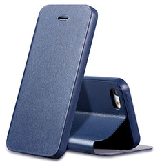 Cover Portafoglio In Pelle con Supporto L01 per Apple iPhone 5 Blu
