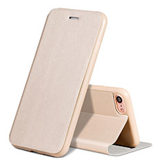 Cover Portafoglio In Pelle con Supporto L01 per Apple iPhone 7 Oro