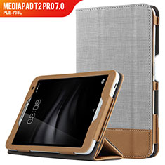 Cover Portafoglio In Pelle con Supporto L01 per Huawei MediaPad T2 Pro 7.0 PLE-703L Grigio