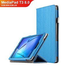 Cover Portafoglio In Pelle con Supporto L01 per Huawei MediaPad T3 8.0 KOB-W09 KOB-L09 Cielo Blu
