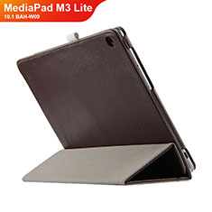 Cover Portafoglio In Pelle con Supporto L03 per Huawei MediaPad M3 Lite 10.1 BAH-W09 Marrone