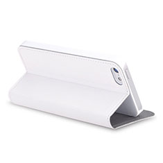 Cover Portafoglio In Pelle con Supporto per Apple iPhone 5 Bianco