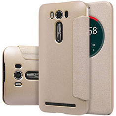 Cover Portafoglio In Pelle con Supporto per Asus Zenfone 2 Laser 6.0 ZE601KL Oro