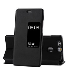 Cover Portafoglio In Pelle con Supporto per Huawei P9 Plus Nero