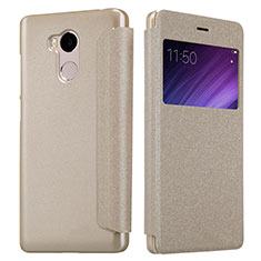 Cover Portafoglio In Pelle con Supporto per Xiaomi Redmi 4 Prime High Edition Oro