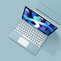 Cover Portafoglio In Pelle con Tastiera K01 per Apple iPad Air 5 10.9 (2022) Azzurro