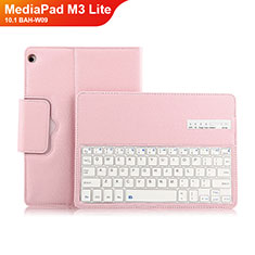 Cover Portafoglio In Pelle con Tastiera L01 per Huawei MediaPad M3 Lite 10.1 BAH-W09 Rosa