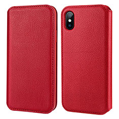 Cover Portafoglio In Pelle per Apple iPhone Xs Max Rosso