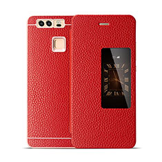 Cover Portafoglio In Pelle per Huawei P9 Plus Rosso