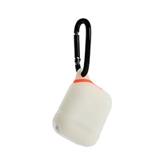 Cover Protettive Skin in Silicone con Moschettone per AirPods Custodia di Ricarica Fluorescenza A01 Bianco