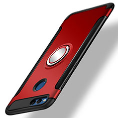 Cover Silicone e Plastica Opaca con Anello Supporto per Huawei Honor 7X Rosso