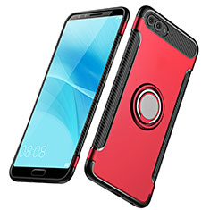 Cover Silicone e Plastica Opaca con Anello Supporto per Huawei Nova 2S Rosso
