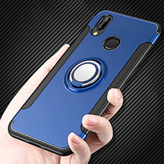 Cover Silicone e Plastica Opaca con Anello Supporto per Huawei P Smart+ Plus Blu
