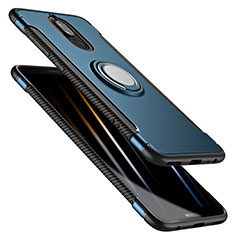 Cover Silicone e Plastica Opaca con Anello Supporto per Huawei Rhone Blu