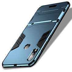 Cover Silicone e Plastica Opaca con Supporto per Huawei P20 Lite Blu