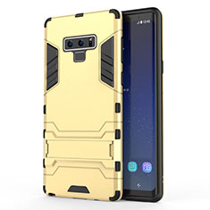 Cover Silicone e Plastica Opaca con Supporto per Samsung Galaxy Note 9 Oro