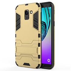 Cover Silicone e Plastica Opaca con Supporto per Samsung Galaxy On6 (2018) J600F J600G Oro