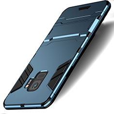 Cover Silicone e Plastica Opaca con Supporto per Samsung Galaxy S9 Blu