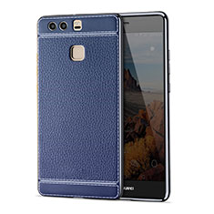 Cover Silicone Morbida In Pelle per Huawei P9 Plus Blu