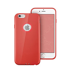 Cover Silicone Morbida Lucido con Foro per Apple iPhone 6 Plus Rosso