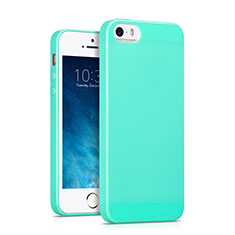 Cover Silicone Morbida Lucido per Apple iPhone 5S Ciano