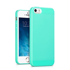 Cover Silicone Morbida Lucido per Apple iPhone SE Ciano