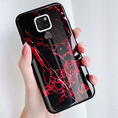 Cover Silicone Morbida Pattern di Marmo per Huawei Mate 20 Rosso