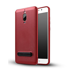 Cover Silicone Morbida Spigato con Supporto per Huawei Mate 9 Pro Rosso