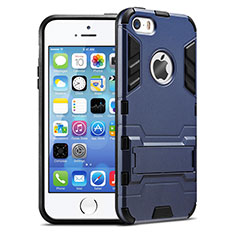 Cover Silicone Opaca con Supporto per Apple iPhone 5S Blu