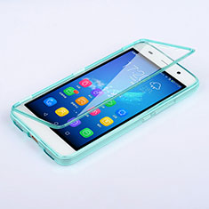 Cover Silicone Trasparente A Flip Morbida per Huawei Honor 4A Blu