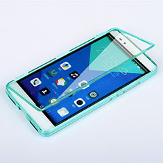 Cover Silicone Trasparente A Flip Morbida per Huawei Honor 7 Dual SIM Cielo Blu