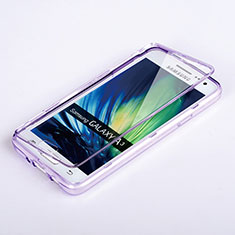 Cover Silicone Trasparente A Flip Morbida per Samsung Galaxy A3 Duos SM-A300F Viola