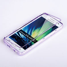 Viola Cover Silicone Trasparente A Flip Morbida per Samsung Galaxy DS A300G A300H A300M Viola