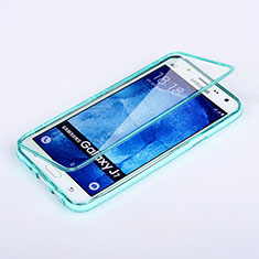 Cover Silicone Trasparente A Flip Morbida per Samsung Galaxy J7 SM-J700F J700H Cielo Blu