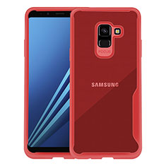 Cover Silicone Trasparente Laterale per Samsung Galaxy A8+ A8 Plus (2018) Duos A730F Rosso