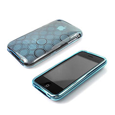 Cover Silicone Trasparente Morbida Cerchio per Apple iPhone 3G 3GS Cielo Blu