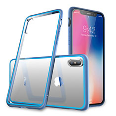 Cover Silicone Trasparente Specchio Laterale 360 Gradi per Apple iPhone X Blu