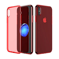 Cover Silicone Trasparente Ultra Slim Morbida per Apple iPhone X Rosso