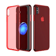 Cover Silicone Trasparente Ultra Slim Morbida per Apple iPhone Xs Max Rosso