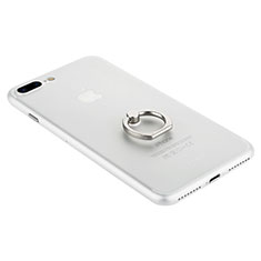 Cover Silicone Trasparente Ultra Sottile Morbida con Anello Supporto per Apple iPhone 7 Plus Bianco
