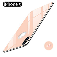 Cover Silicone Ultra Sottile Morbida Specchio per Apple iPhone X Oro