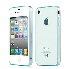 Cover TPU Trasparente Ultra Slim Morbida per Apple iPhone 4 Cielo Blu