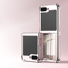 Custodia Crystal Trasparente Rigida Cover AN1 per Samsung Galaxy Z Flip5 5G Oro Rosa