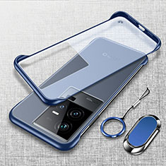 Custodia Crystal Trasparente Rigida Senza Cornice Cover con Magnetico Anello Supporto per Vivo iQOO 11 5G Blu