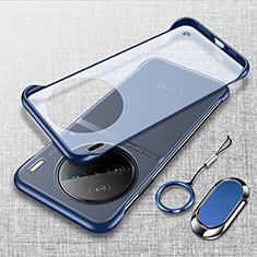 Custodia Crystal Trasparente Rigida Senza Cornice Cover con Magnetico Anello Supporto per Vivo X90 Pro+ Plus 5G Blu