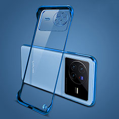 Custodia Crystal Trasparente Rigida Senza Cornice Cover H01 per Vivo X80 5G Blu